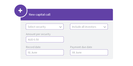 Illustration of capital call set up