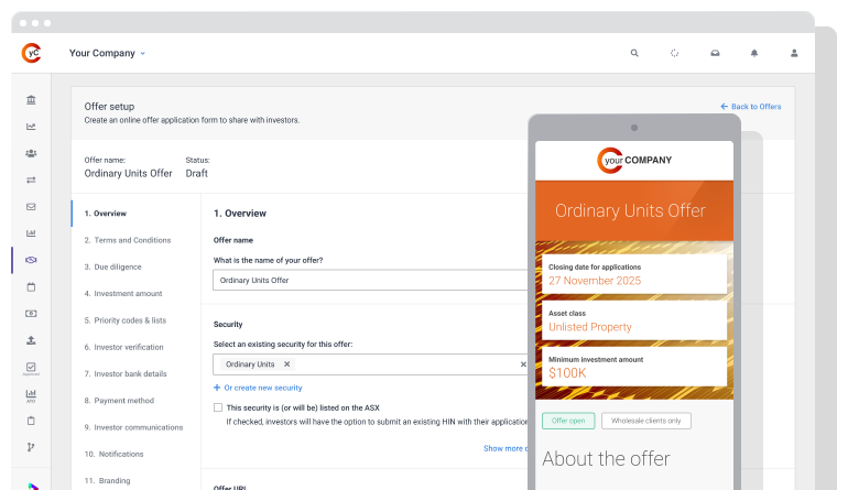 Screenshot of Offers setup